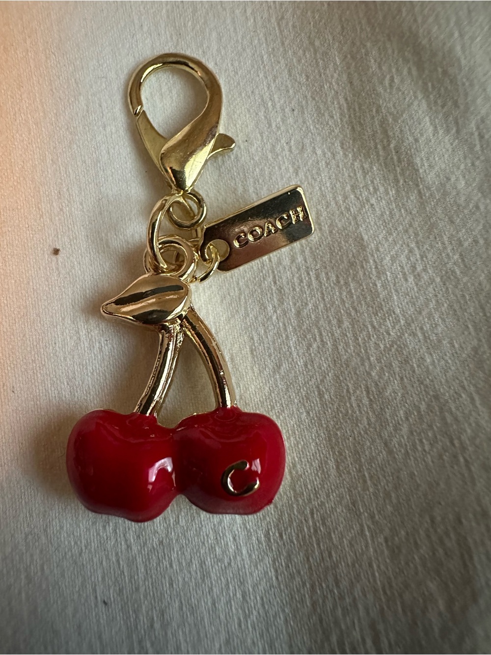 Coach Red Cherry mini Charm Keychain
